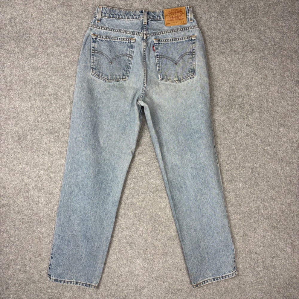 Levis 512 Vintage High Waisted Slim Fit Straight Leg Jeans Light Wash 10 Reg S